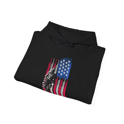Veteran in Gear American Flag Hoodie — Patriotic Military Tribute