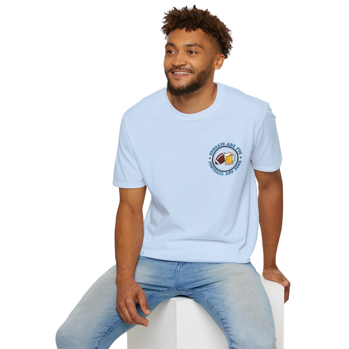 Sundays Football & Beer Tee - Light Blue and Gray