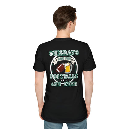 Sundays Football & Beer Tee - Green and White