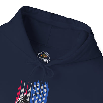 Veteran in Gear American Flag Hoodie — Patriotic Military Tribute