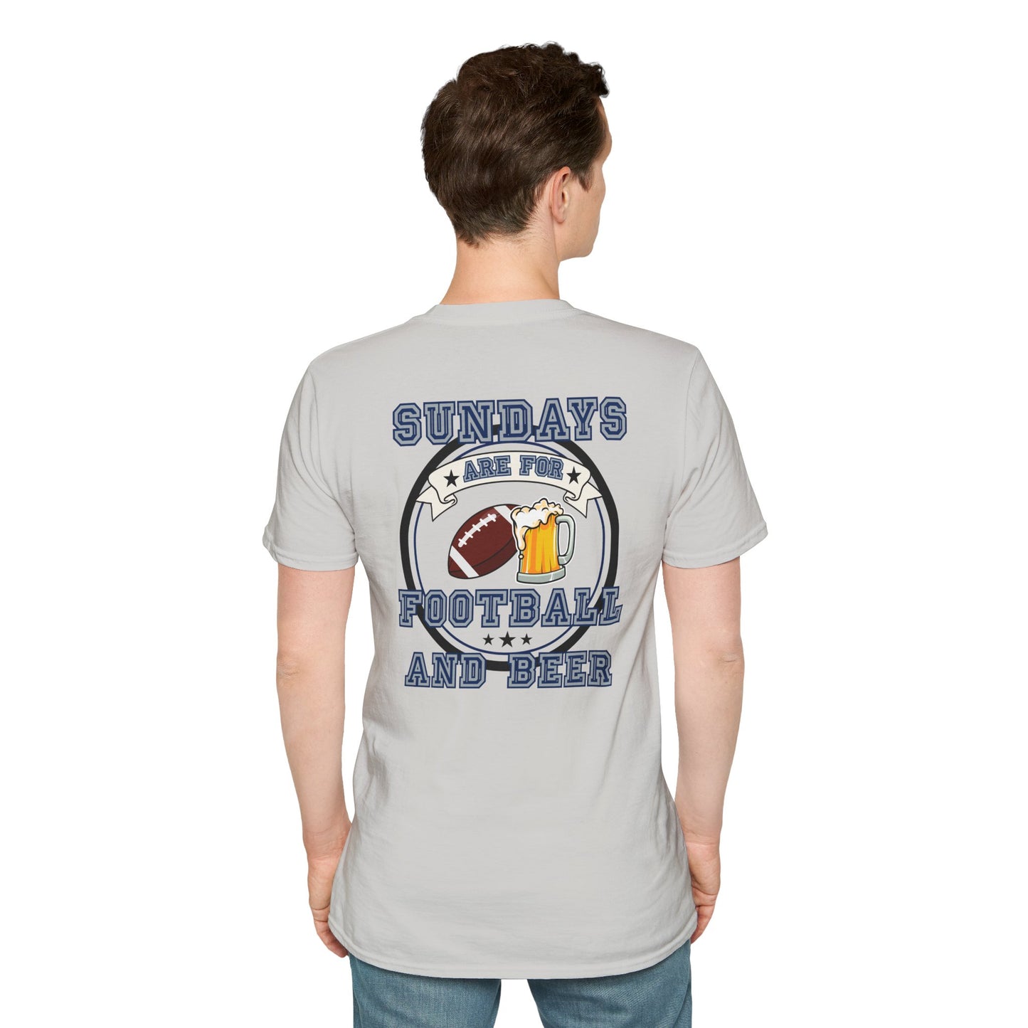 Sundays Football & Beer Tee - Navy Blue and Gray