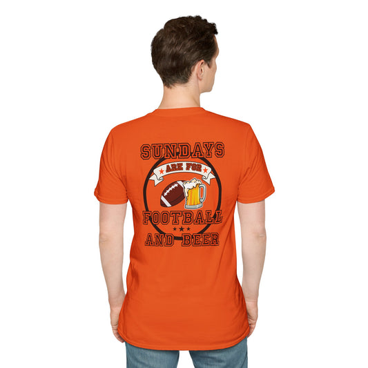 Sundays Football & Beer Tee - Orange and Black