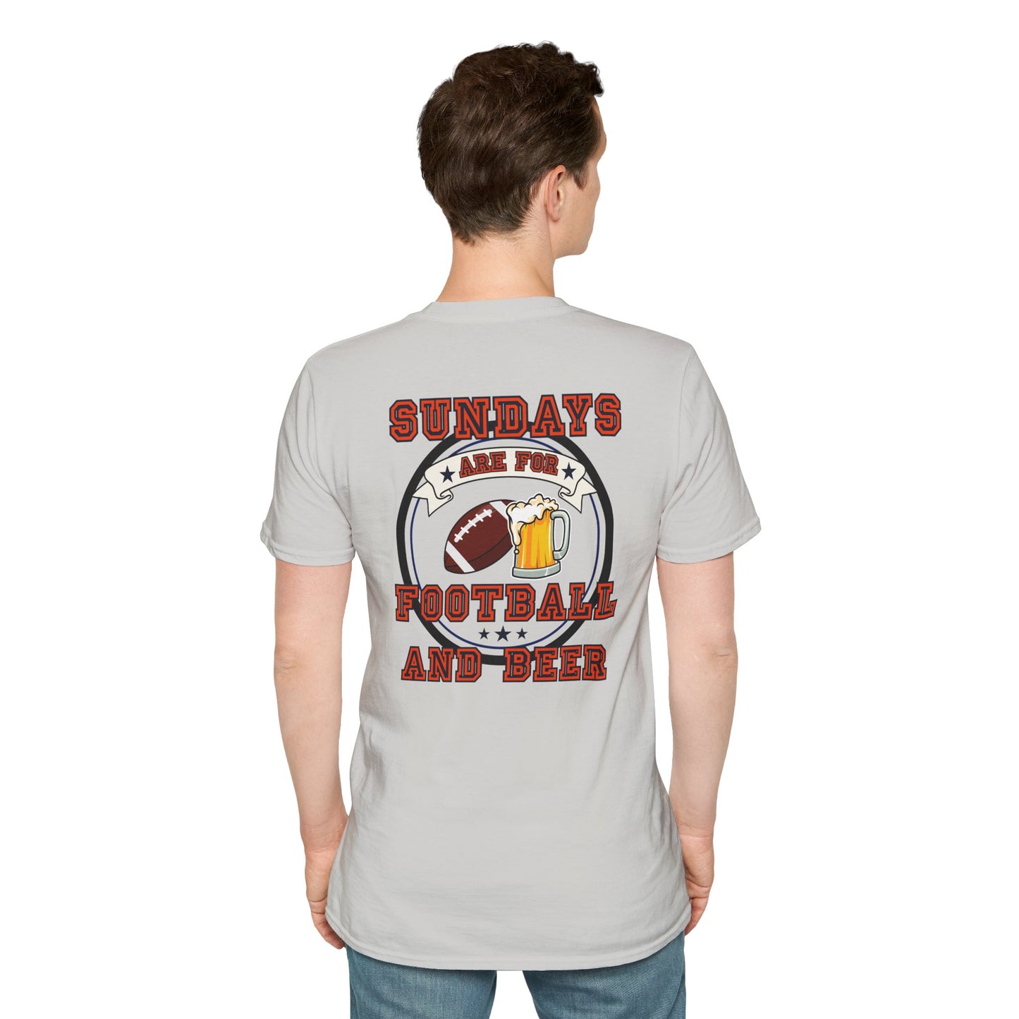 Sundays Football & Beer Tee - Navy Blue and Orange