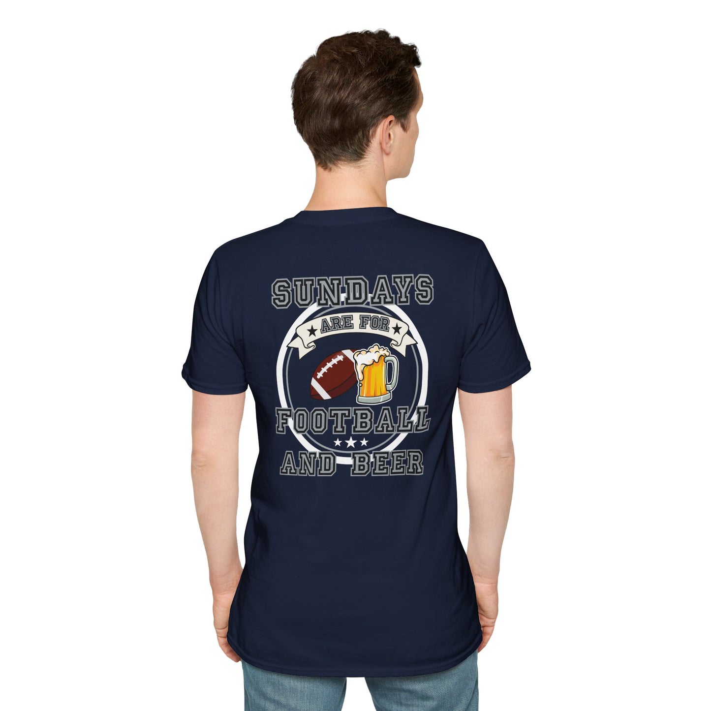 Sundays Football & Beer Tee - Silver and Black