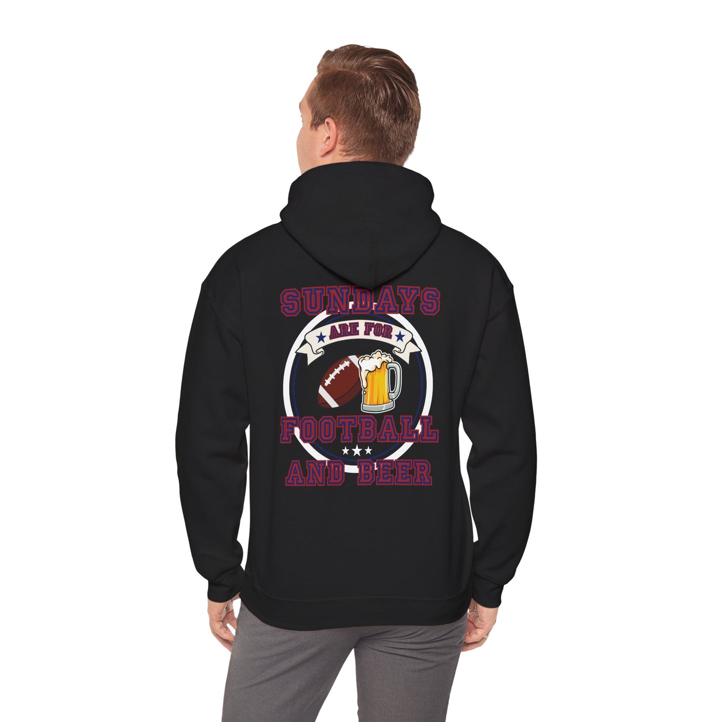 Sundays Football & Beer Hoodie - Blue and Red