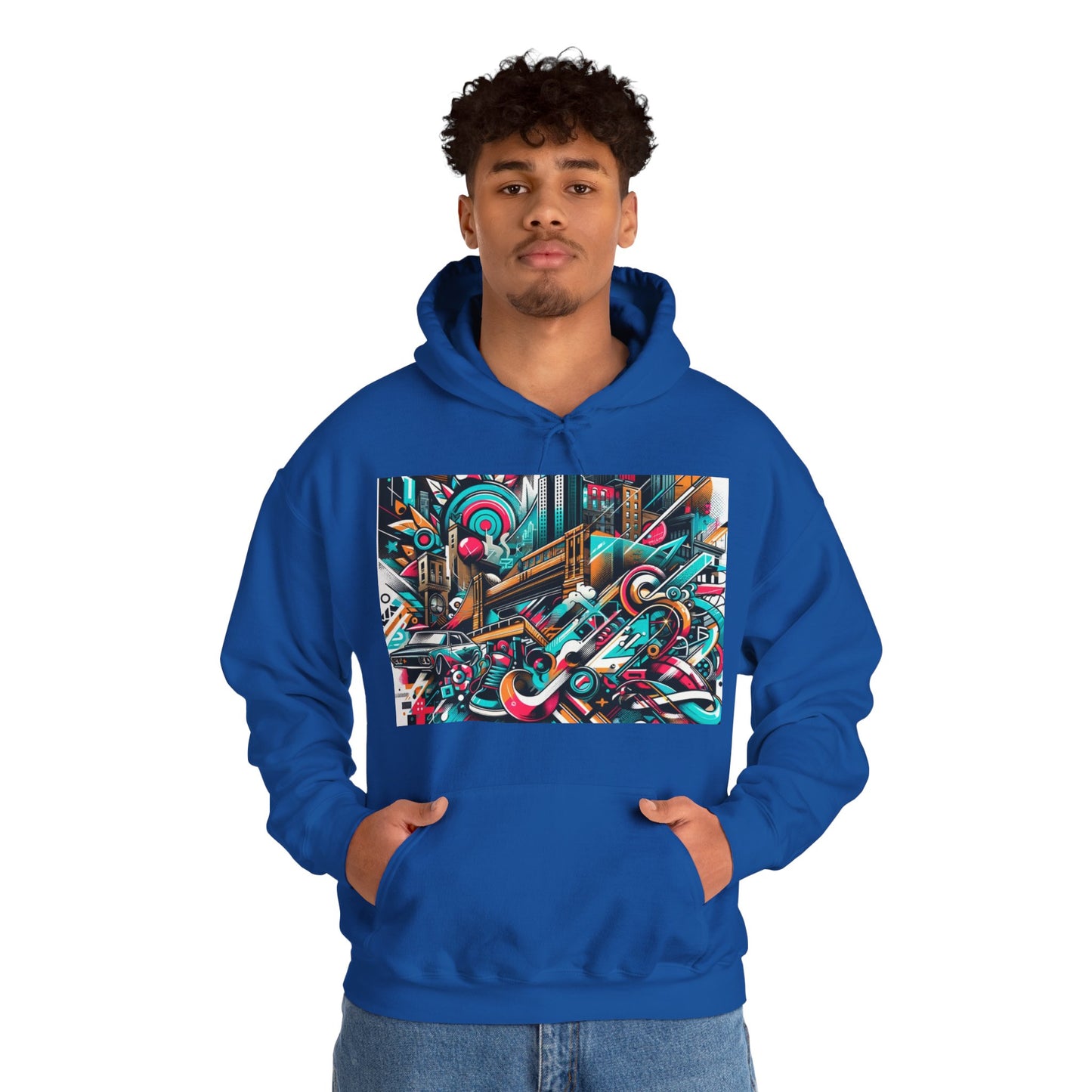 Urban Vibes Hoodie — Cool Artistic City Graphic in Vivid Colors