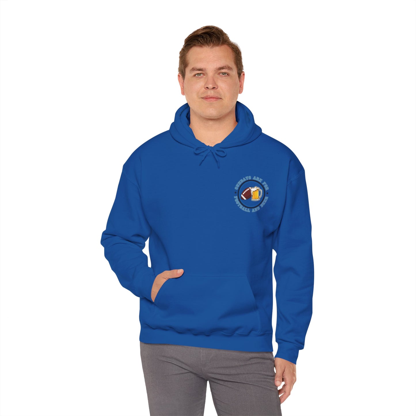 Sundays Football and Beer Hoodie - Light Blue and Gray