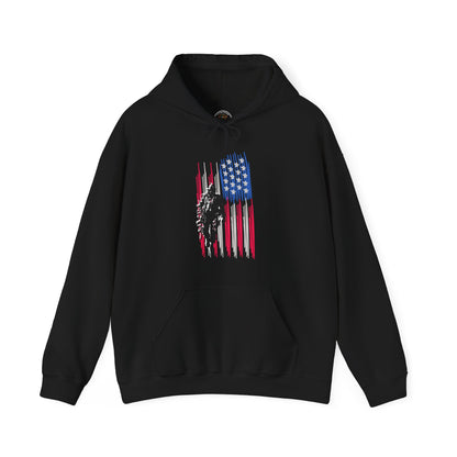 Veteran in Gear American Flag Hoodie — Patriotic Military Tribute