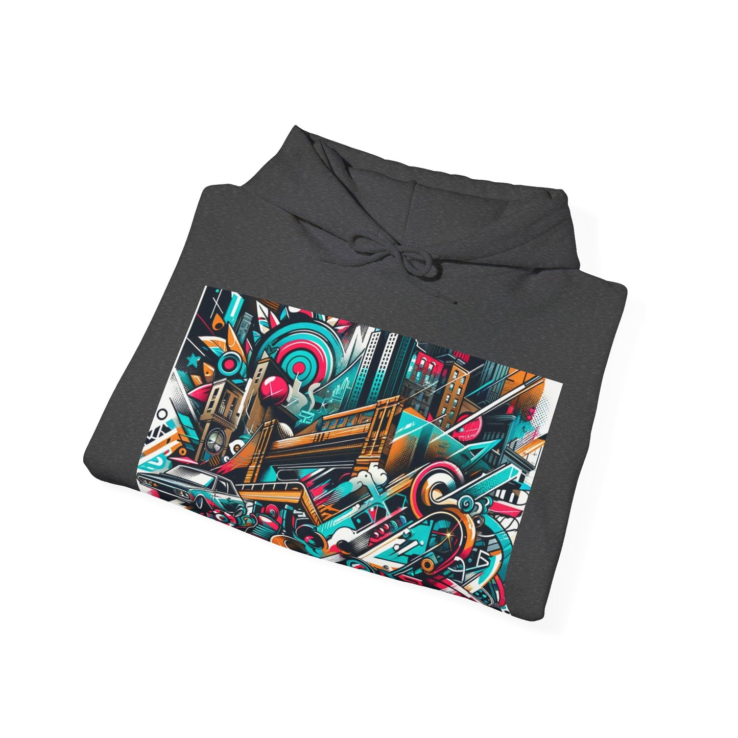 Urban Vibes Hoodie — Cool Artistic City Graphic in Vivid Colors
