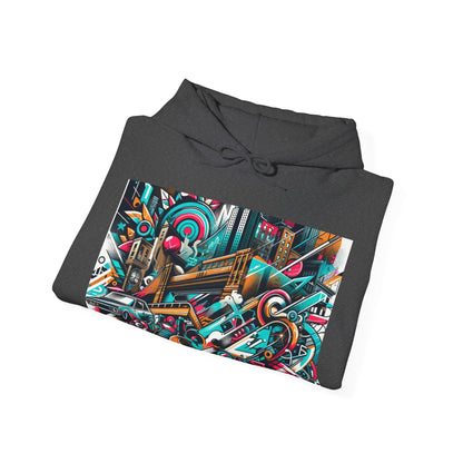 Urban Vibes Hoodie — Cool Artistic City Graphic in Vivid Colors