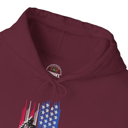 Veteran in Gear American Flag Hoodie — Patriotic Military Tribute