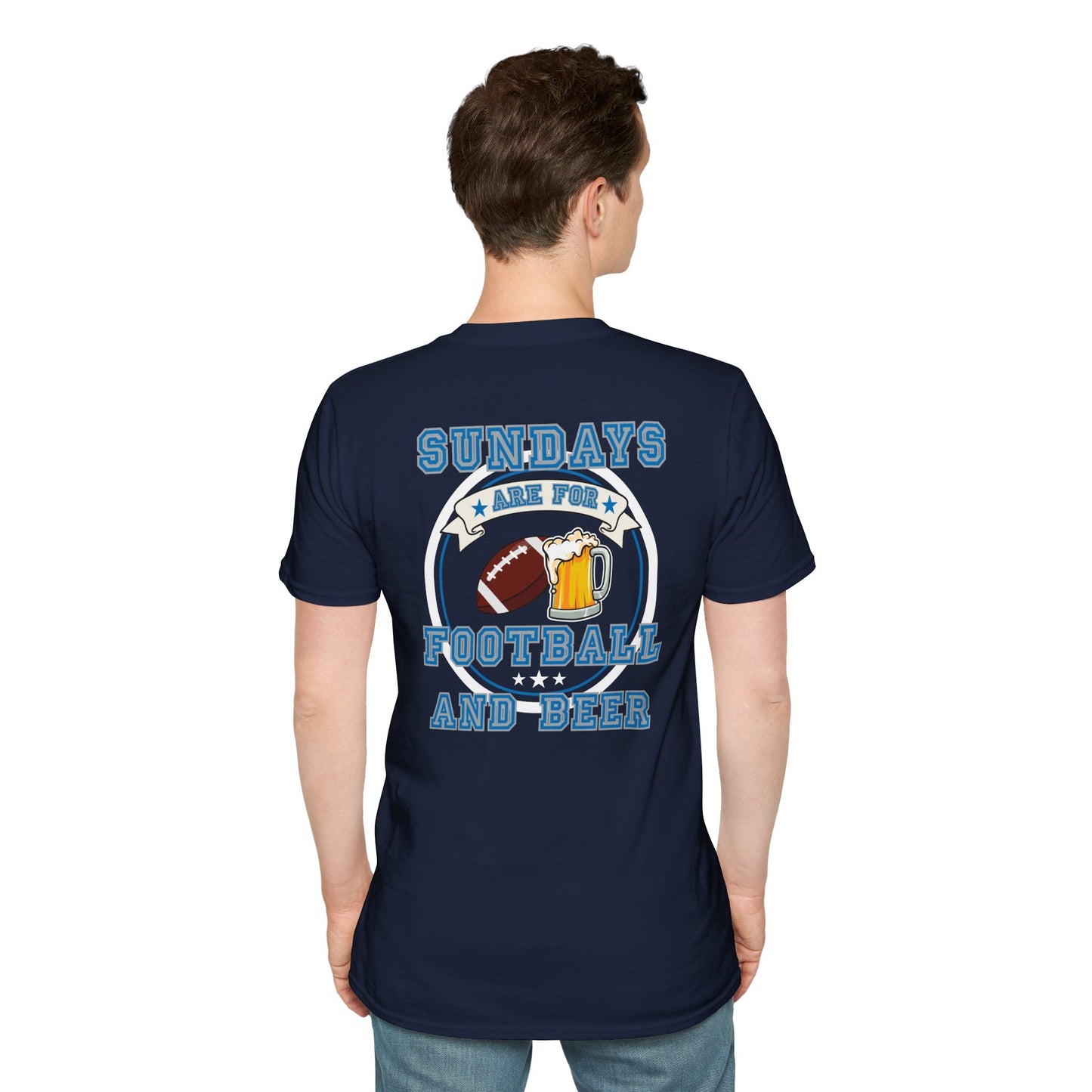 Sundays Football & Beer Tee - Light Blue and Gray