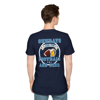 Sundays Football & Beer Tee - Light Blue and Gray