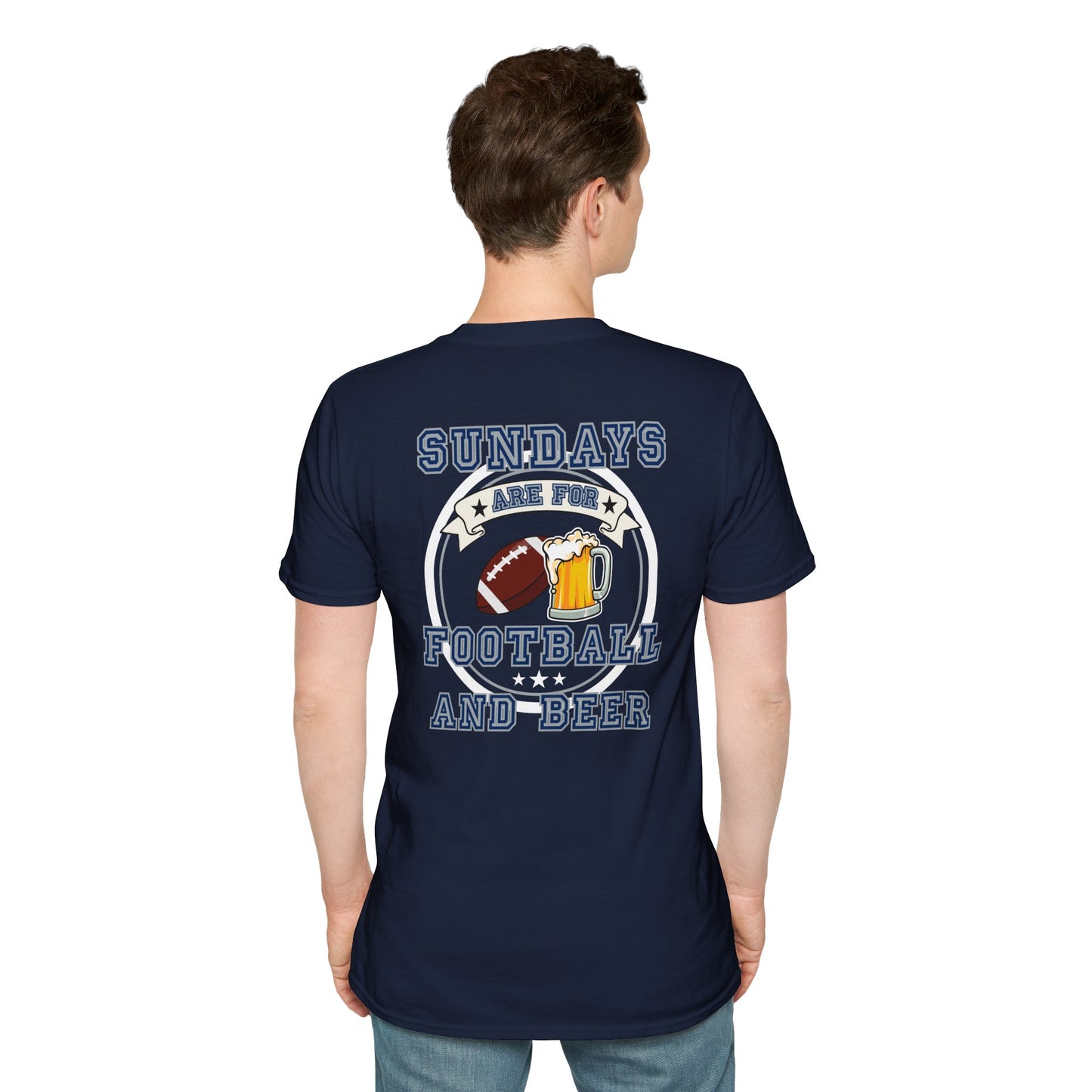 Sundays Football & Beer Tee - Navy Blue and Gray