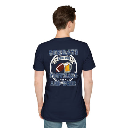 Sundays Football & Beer Tee - Navy Blue and Gray