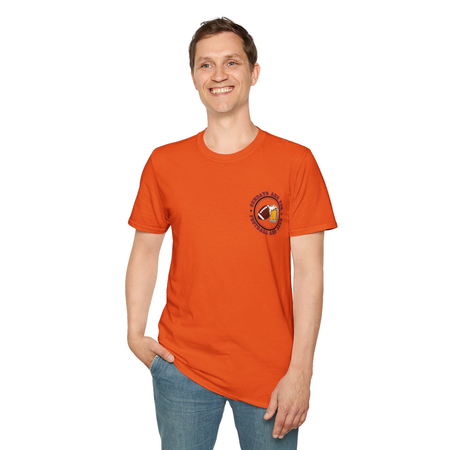 Sundays Football & Beer Tee - Navy Blue and Orange