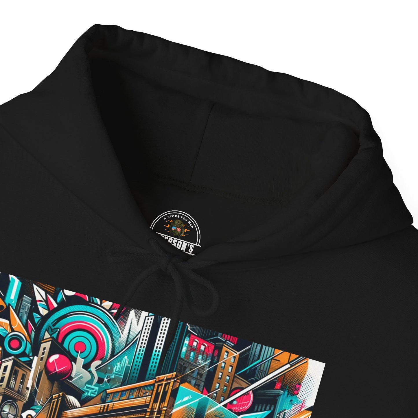 Urban Vibes Hoodie — Cool Artistic City Graphic in Vivid Colors