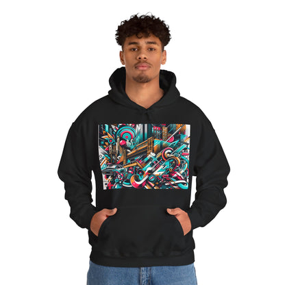 Urban Vibes Hoodie — Cool Artistic City Graphic in Vivid Colors