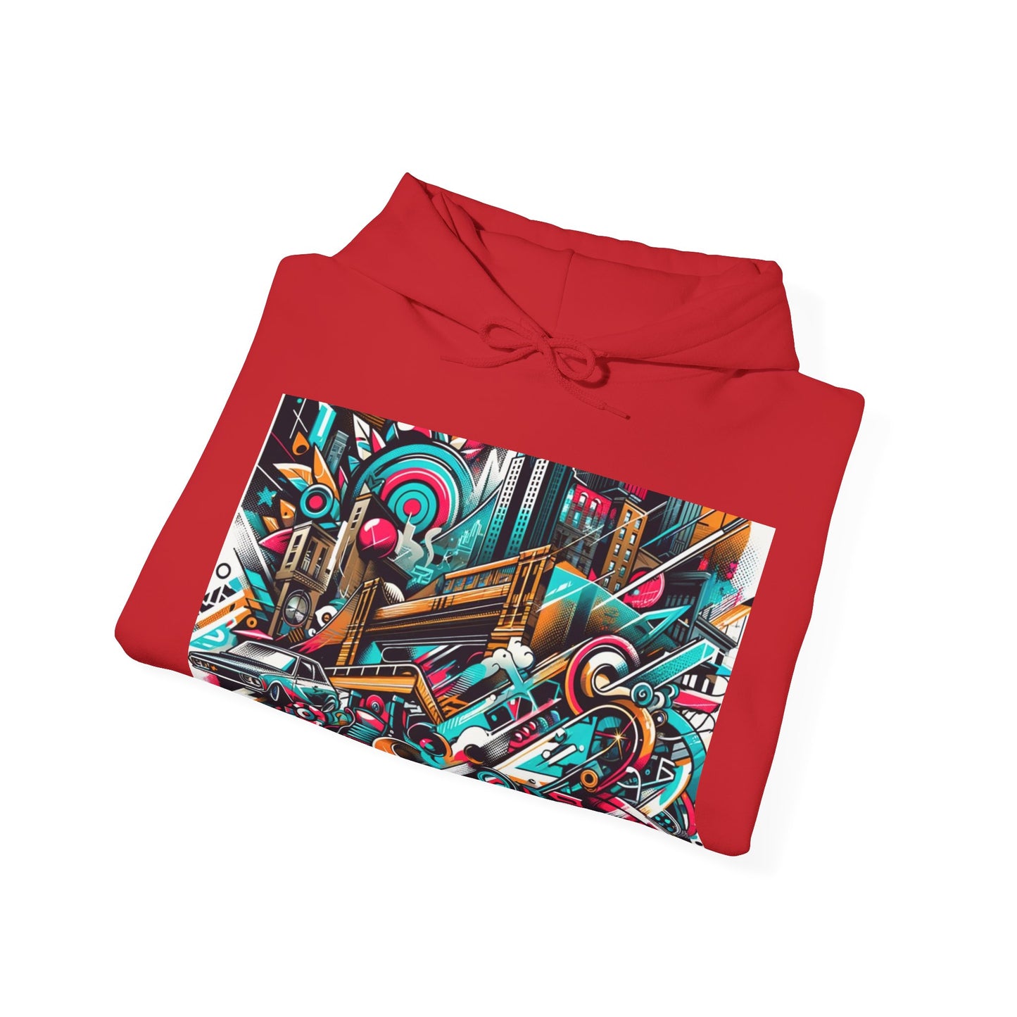 Urban Vibes Hoodie — Cool Artistic City Graphic in Vivid Colors