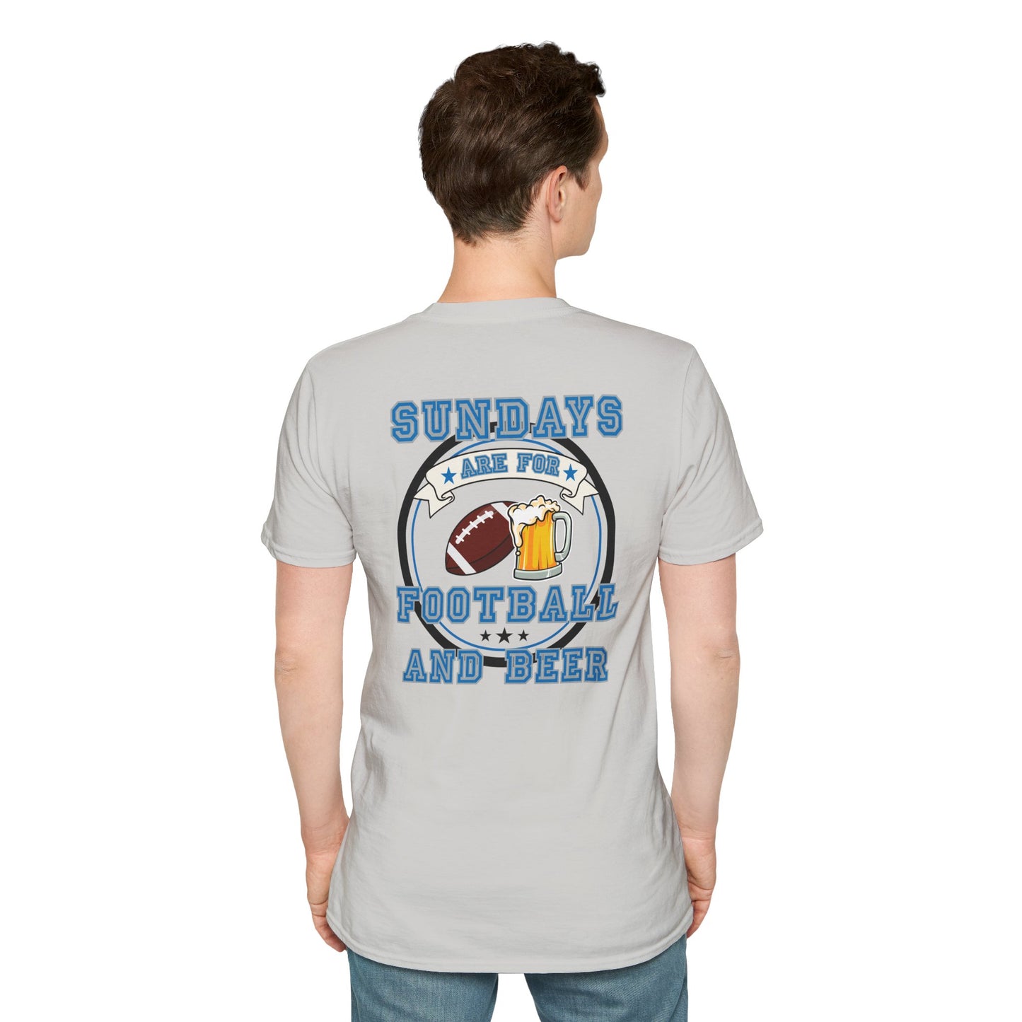 Sundays Football & Beer Tee - Light Blue and Gray