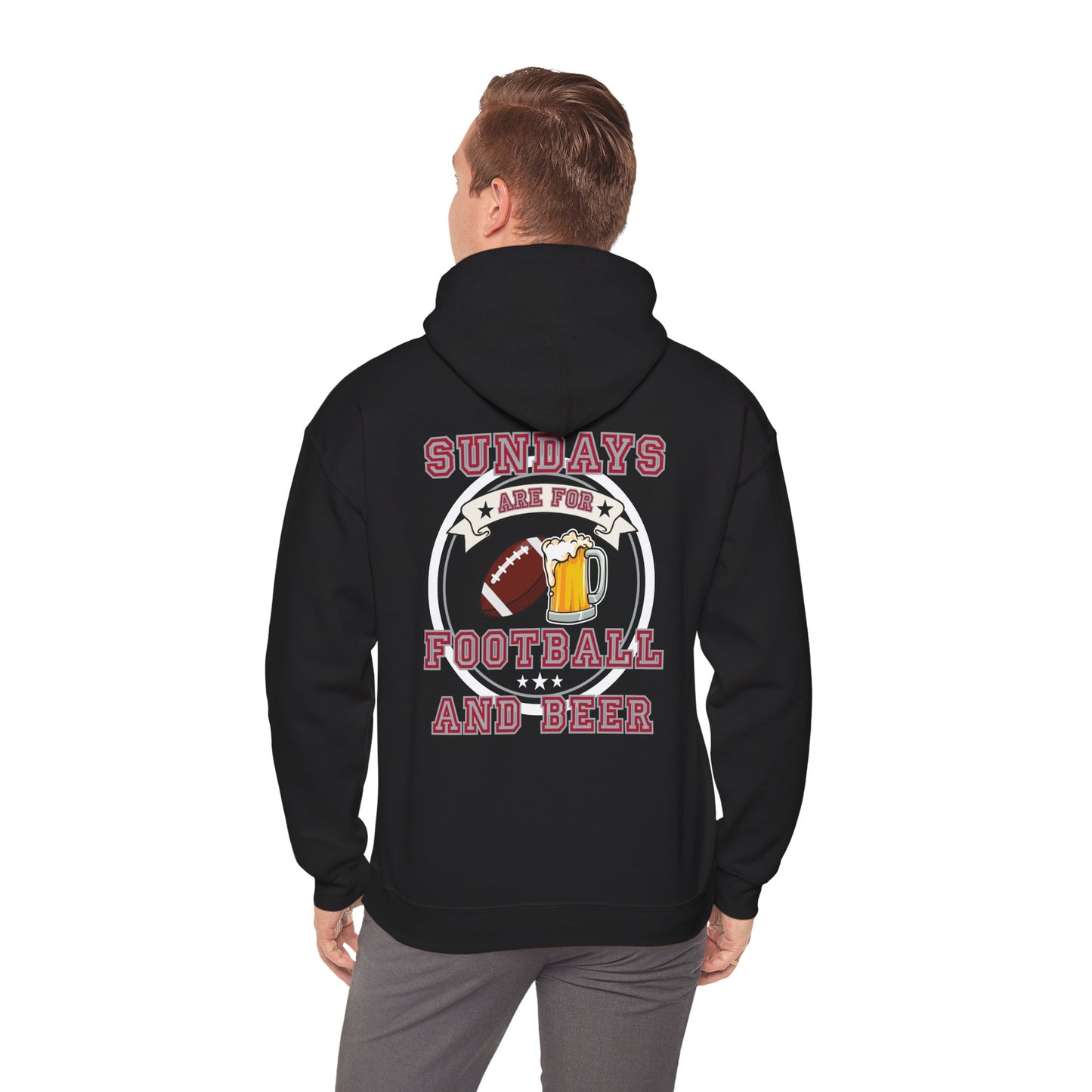 Sundays Football & Beer Hoodie - Red and Silver