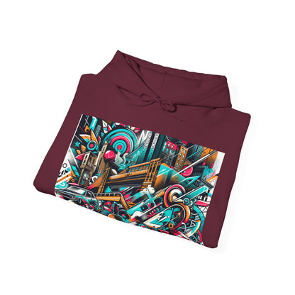 Urban Vibes Hoodie — Cool Artistic City Graphic in Vivid Colors