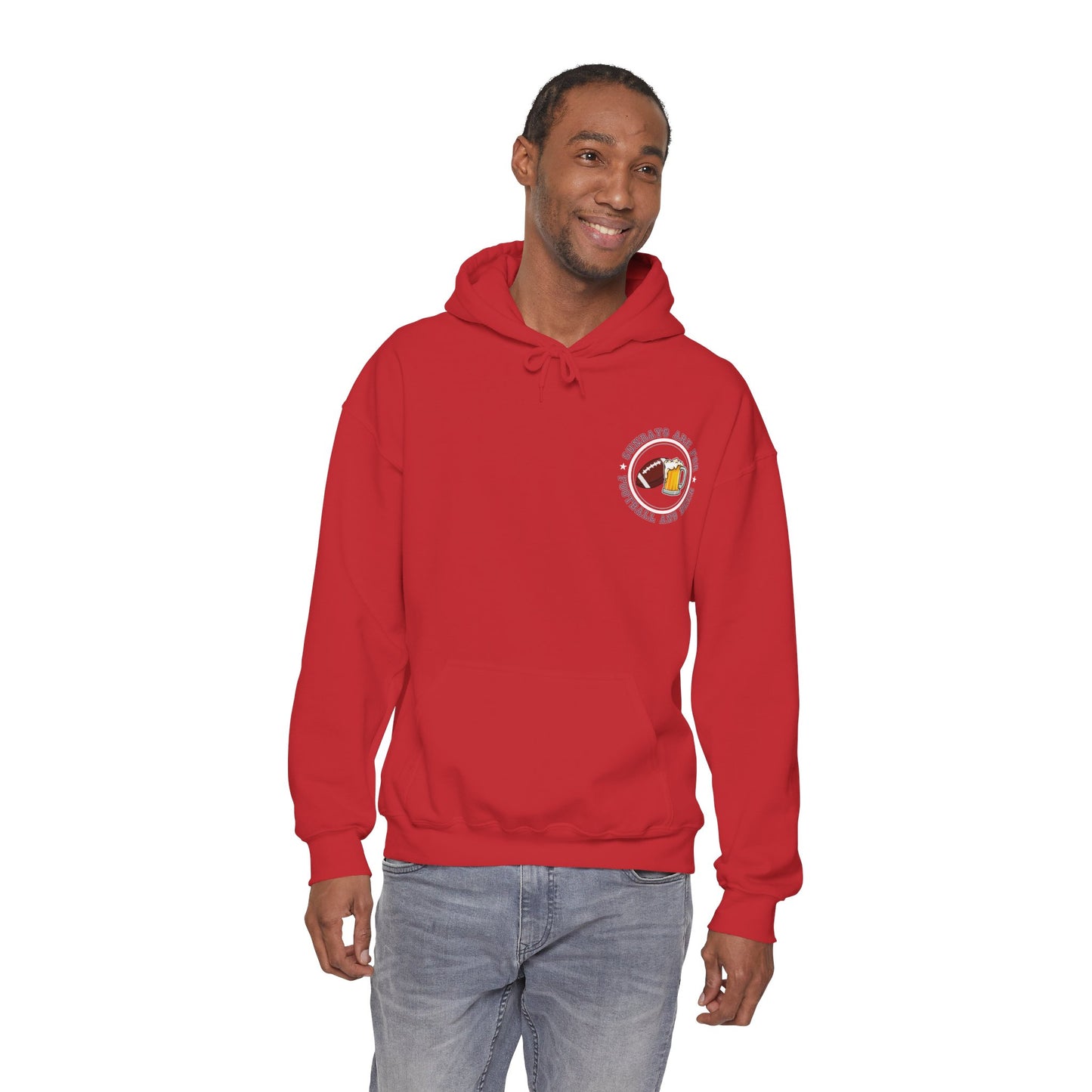 Sundays Football & Beer Hoodie - Red and Silver