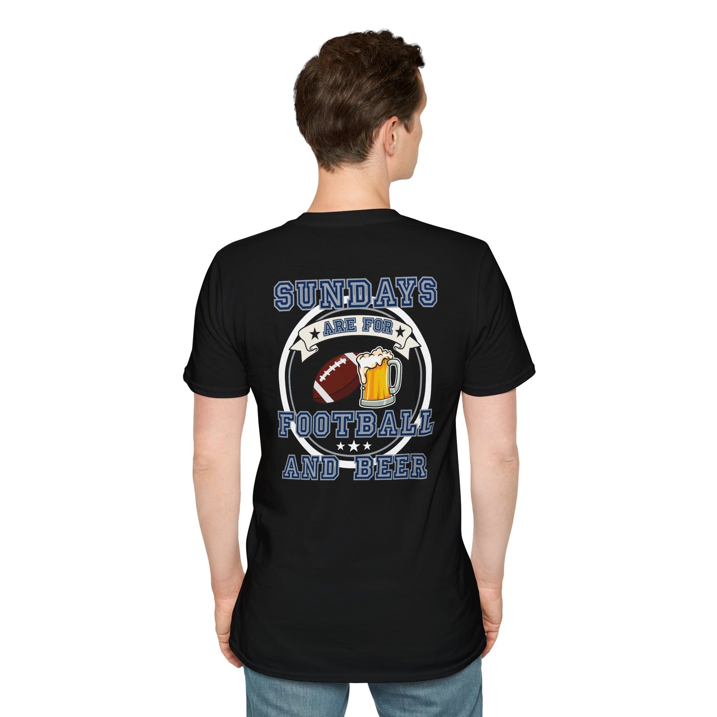 Sundays Football & Beer Tee - Navy Blue and Gray
